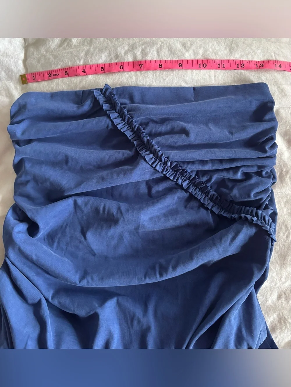 Anthropologie Celandine The Gabbie Ruched Midi Skirt in Blue sz Small